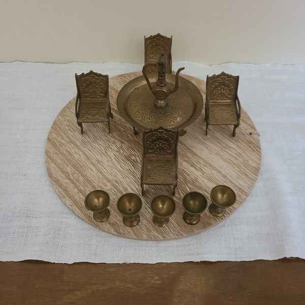 1970s Miniature Brass Table And Chairs