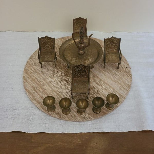 1970s Miniature Brass Table And Chairs