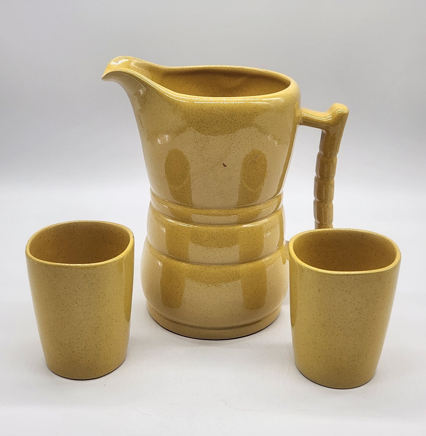 Frankoma Pottery 5LC Yellow Pair of Tumblers / Beverage Glass