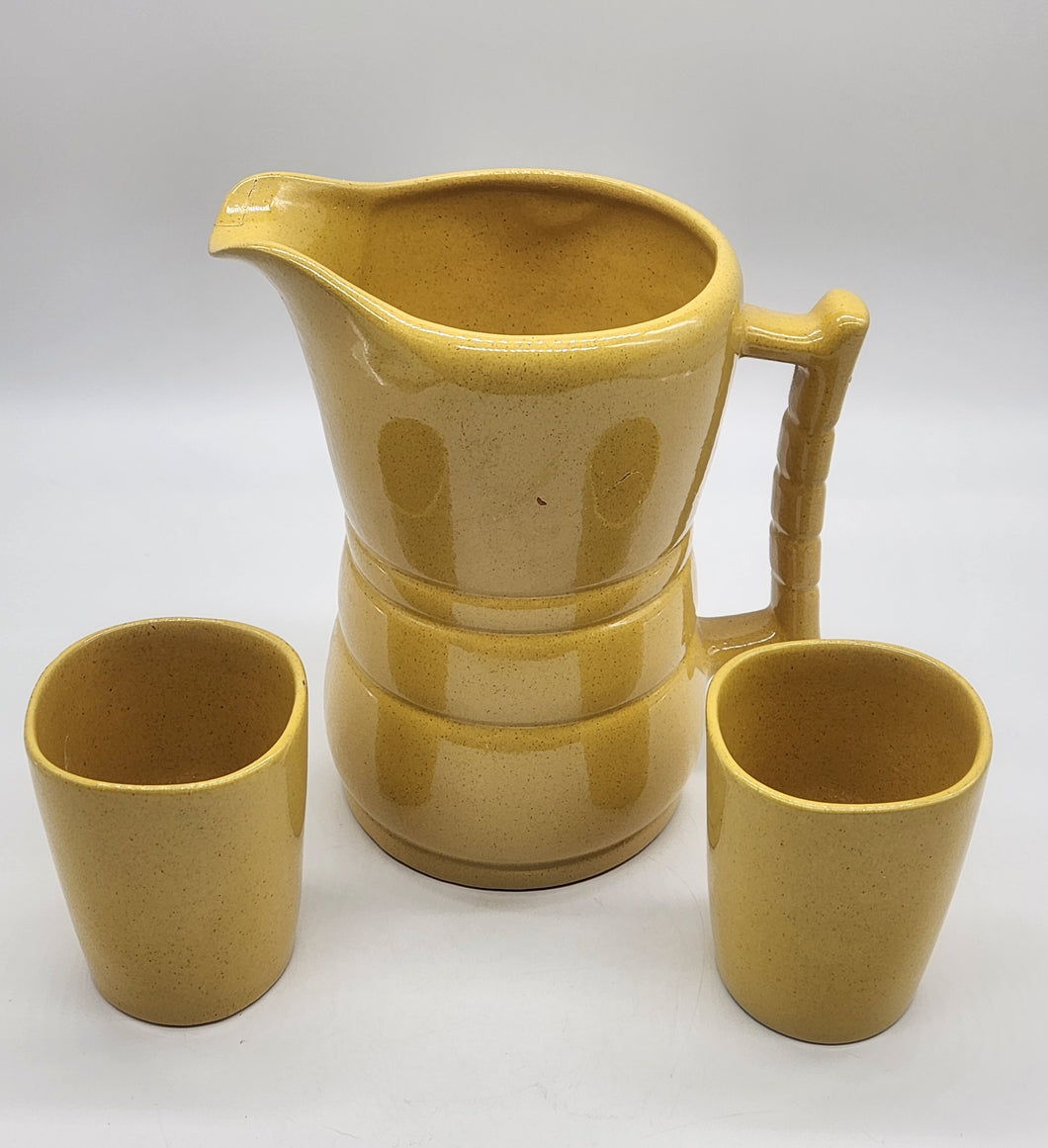 Frankoma Pottery 5LC Yellow Pair of Tumblers / Beverage Glass