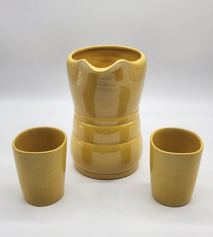 Frankoma Pottery 5LC Yellow Pair of Tumblers / Beverage Glass