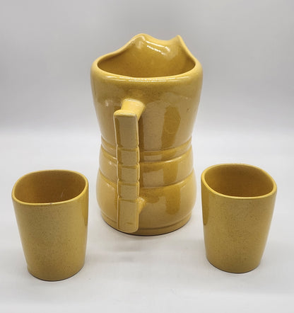 Frankoma Pottery 5LC Yellow Pair of Tumblers / Beverage Glass