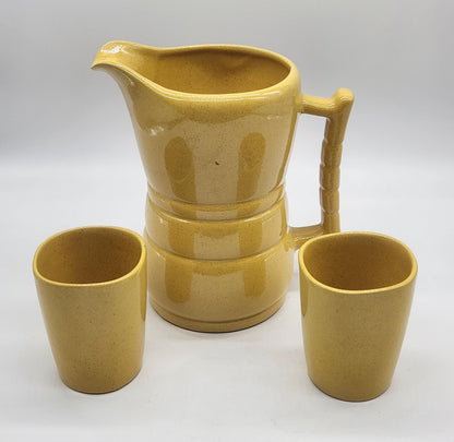 Frankoma Pottery 5LC Yellow Pair of Tumblers / Beverage Glass