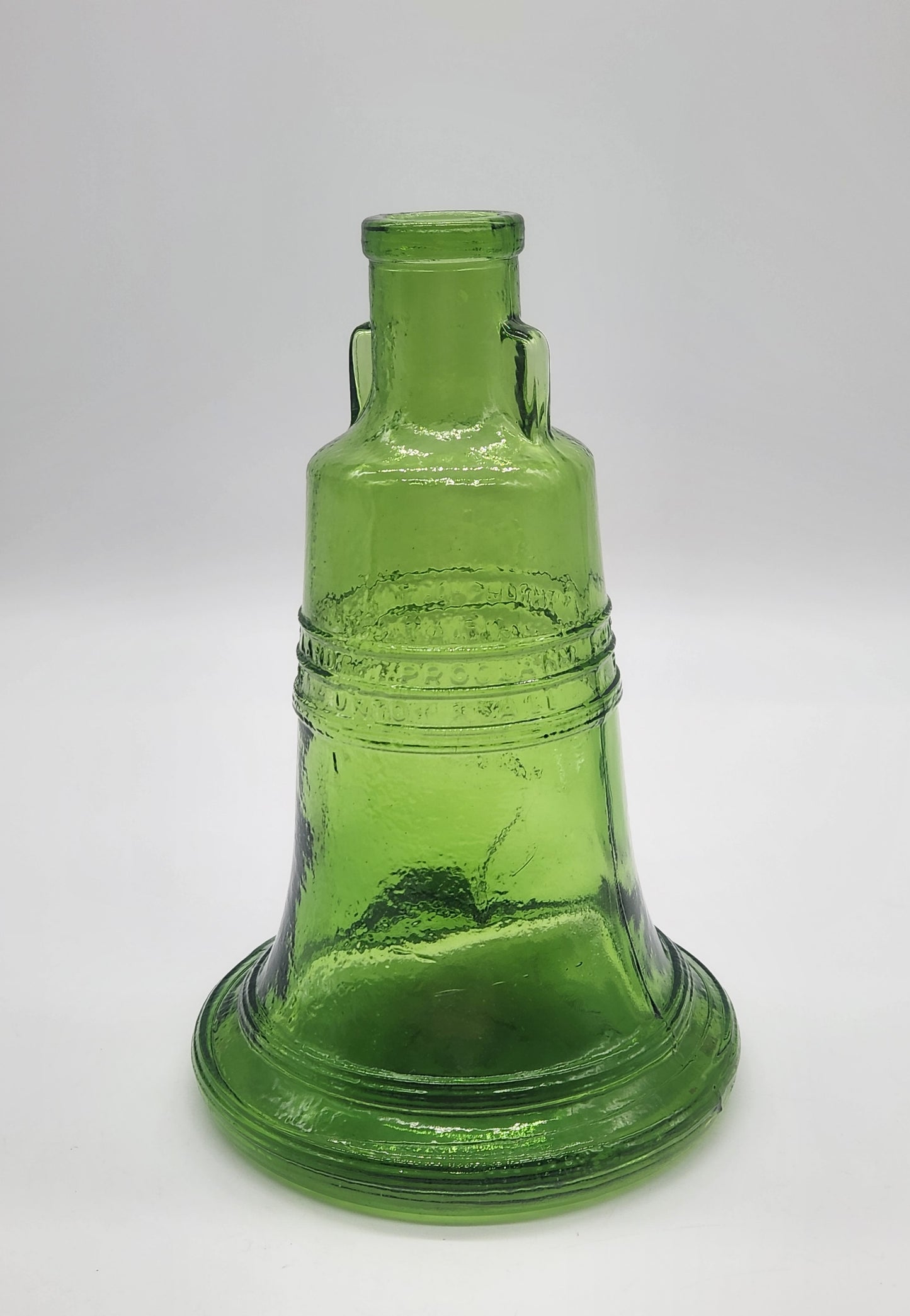 Vintage Green Wheaton Glass Liberty Bell Bottle