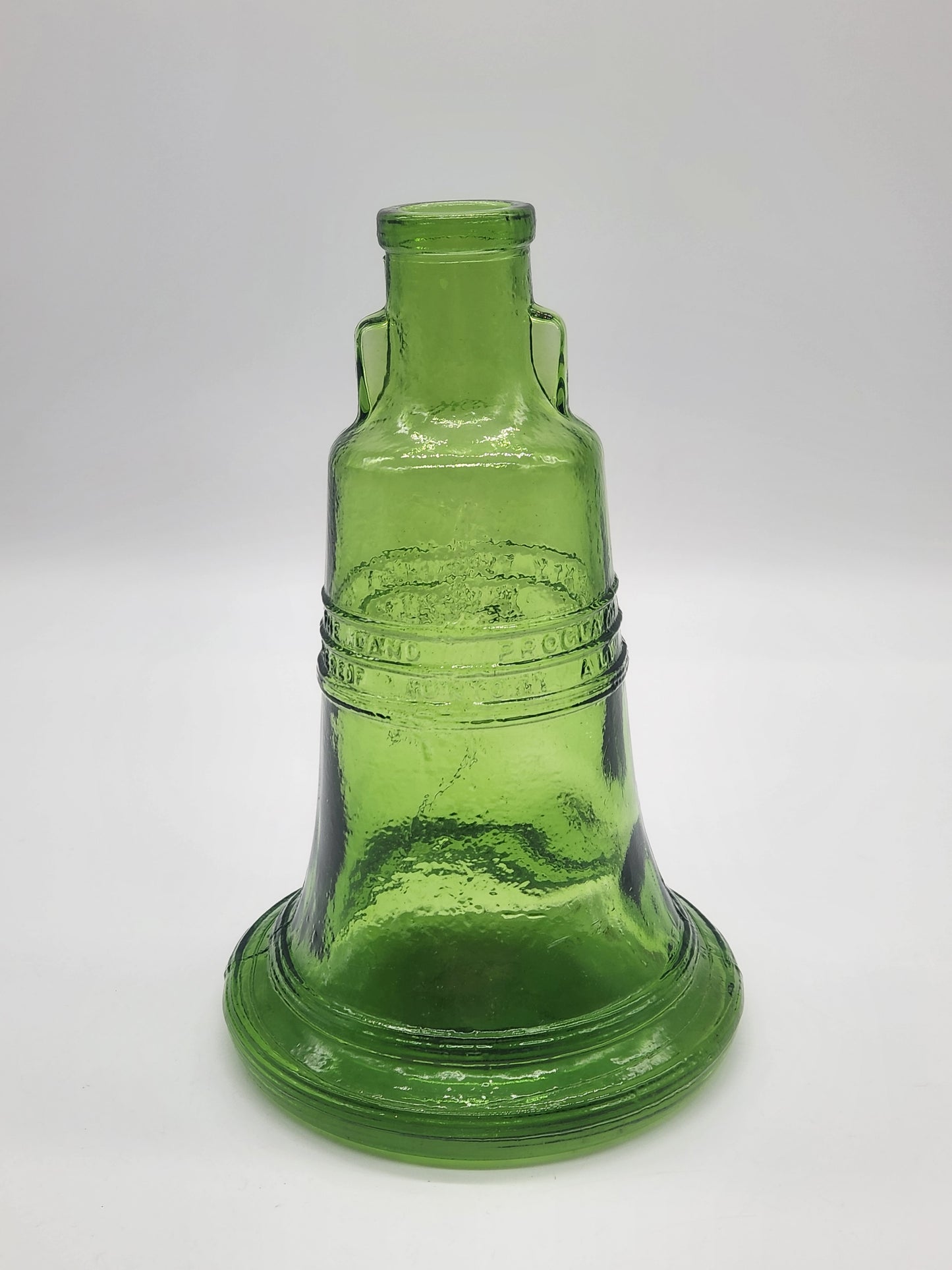 Vintage Green Wheaton Glass Liberty Bell Bottle