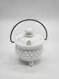 Vintage Fenton Milk Glass HOBNAIL Mustard Kettle