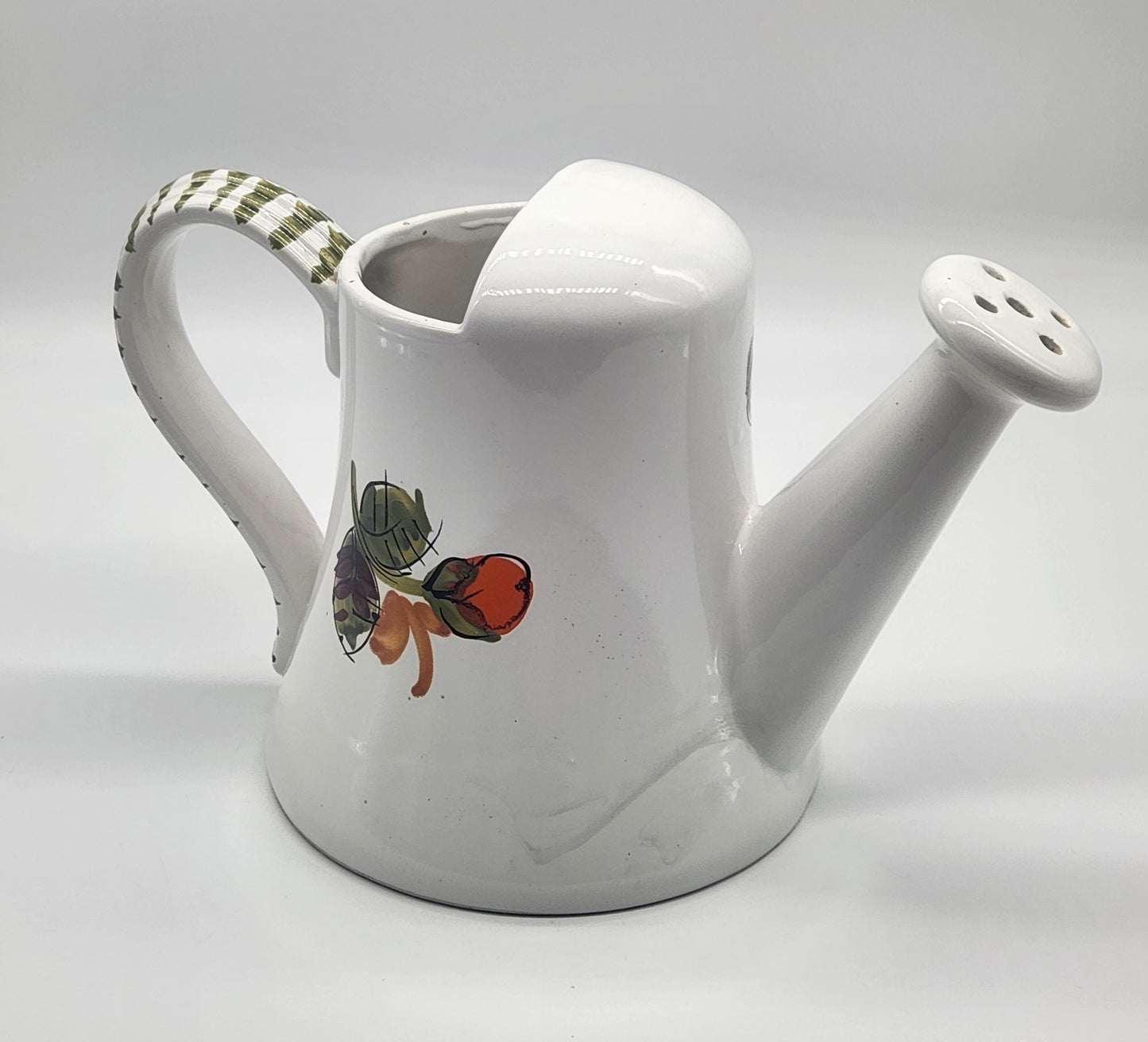 Charming Italian Pottery Watering Can Planter 6.5”H Mediterranean Floral