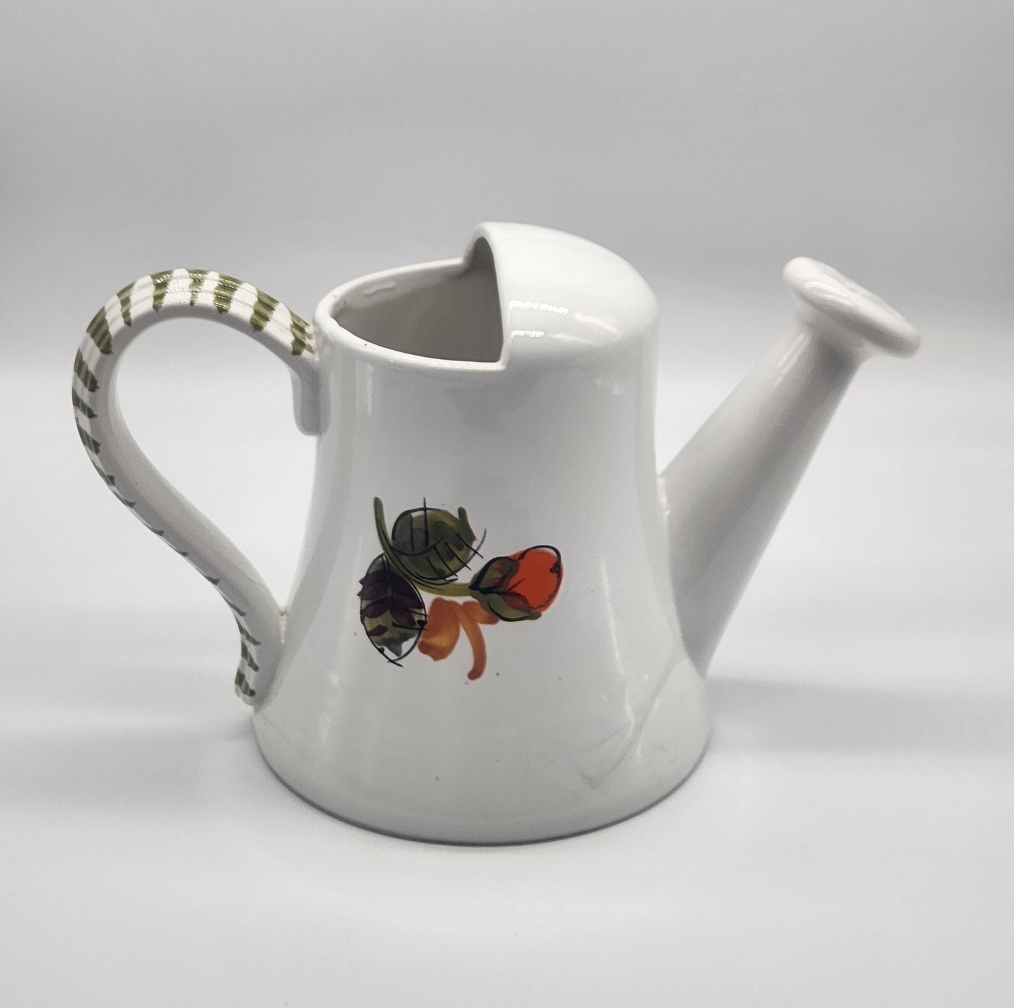 Charming Italian Pottery Watering Can Planter 6.5”H Mediterranean Floral