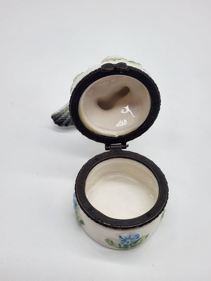 Vintage Hummingbird Trinket Box Pill Box 3" Tall