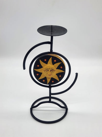 Vintage Sun Moon Star Pillar Candle Holder