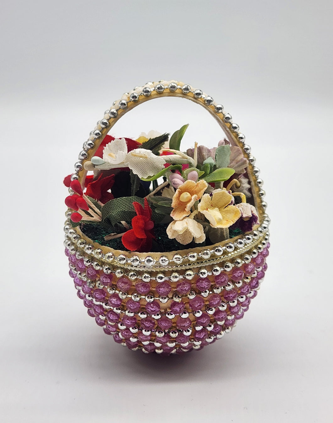 Vintage Basket Art Diorama Flowers Handmade