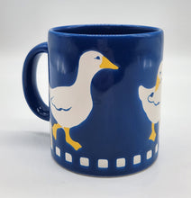 Load image into Gallery viewer, Waechtersbach Duck Mug Blue w/ White Geese Ducks Vtg 3.75&quot;H 3&quot;W 8 oz. Spain EUC
