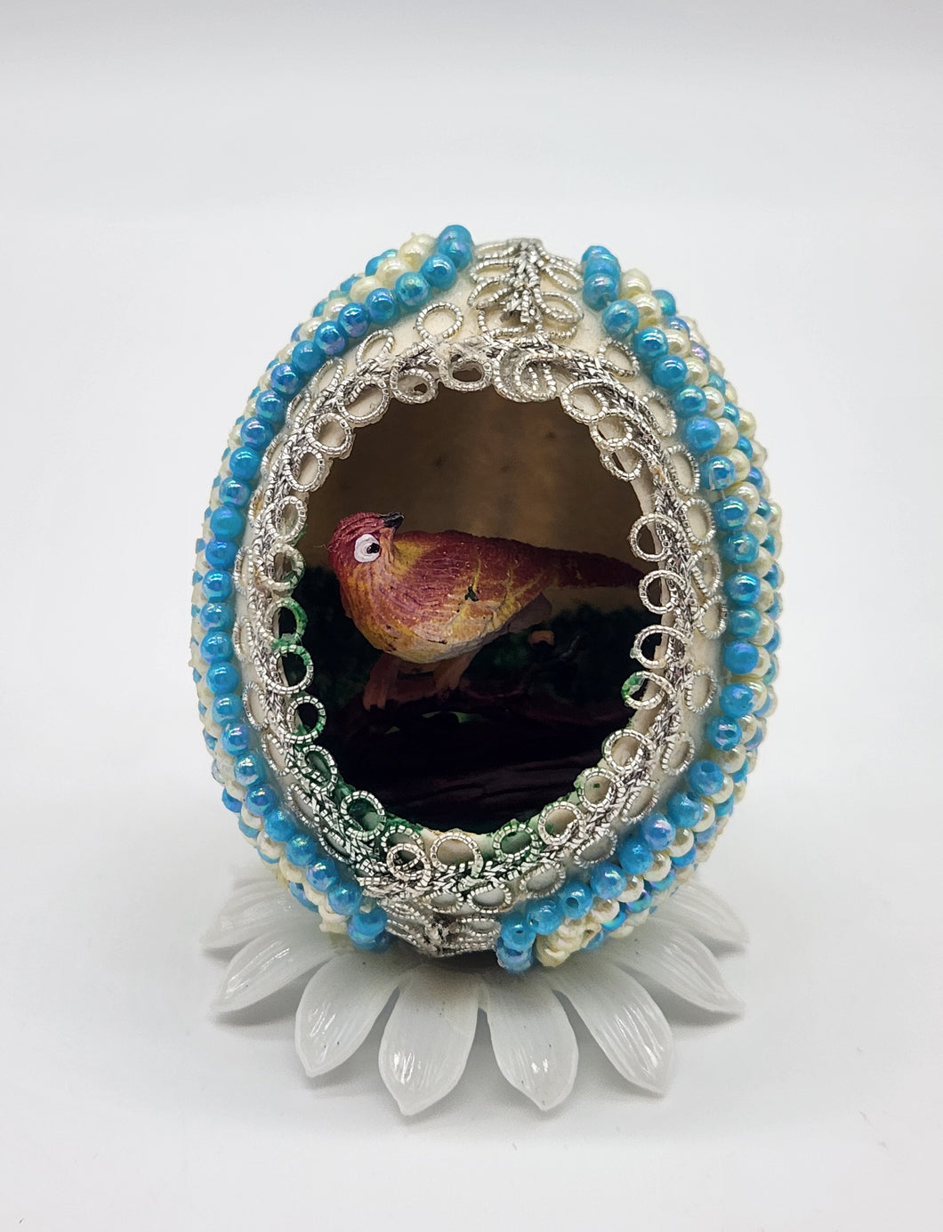 Vintage Egg Art Diorama Bird Handmade