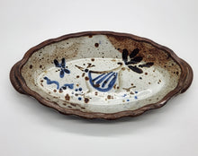 Load image into Gallery viewer, Studio Art Pottery Oval Serving Dish Featuring Chicken or Bird
