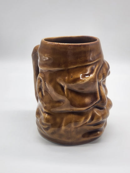 Pirate Head Ceramic Tiki Mug With Handle Oversized Glazed Light Brown Isla De Pinos