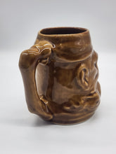Load image into Gallery viewer, Pirate Head Ceramic Tiki Mug With Handle Oversized Glazed Light Brown Isla De Pinos
