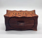 Vintage Hand Carved Box, Rustic Burnt Wood Look, Small Drawer, 1970s