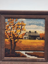 Load image into Gallery viewer, VTG Vintage Framed Needlepoint Embroidery 6x6”
