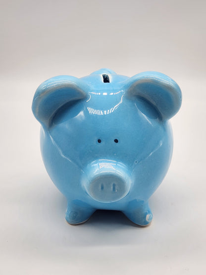 Baby Shoppe Ceramic Blue Pig Piggy Bank