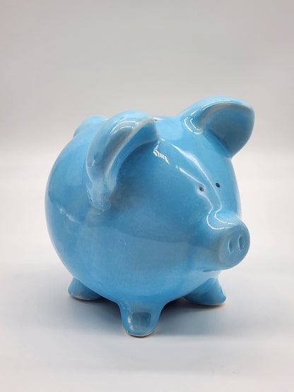 Baby Shoppe Ceramic Blue Pig Piggy Bank