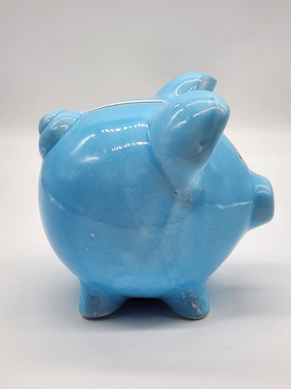 Baby Shoppe Ceramic Blue Pig Piggy Bank