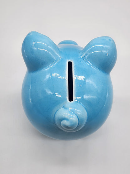 Baby Shoppe Ceramic Blue Pig Piggy Bank