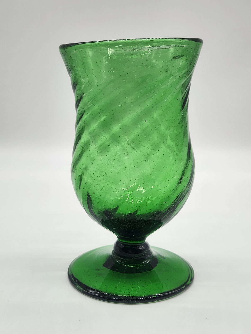 Green Swirl Blown Glass Goblet Drinking Glass