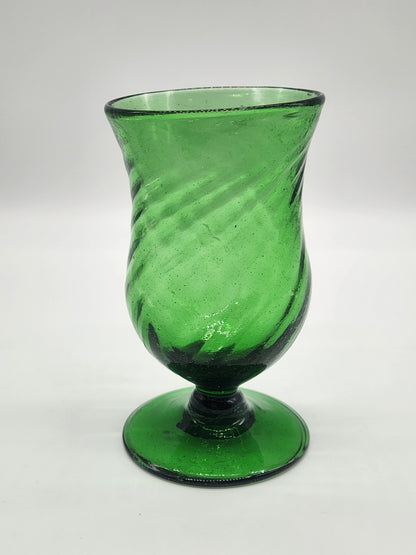 Green Swirl Blown Glass Goblet Drinking Glass