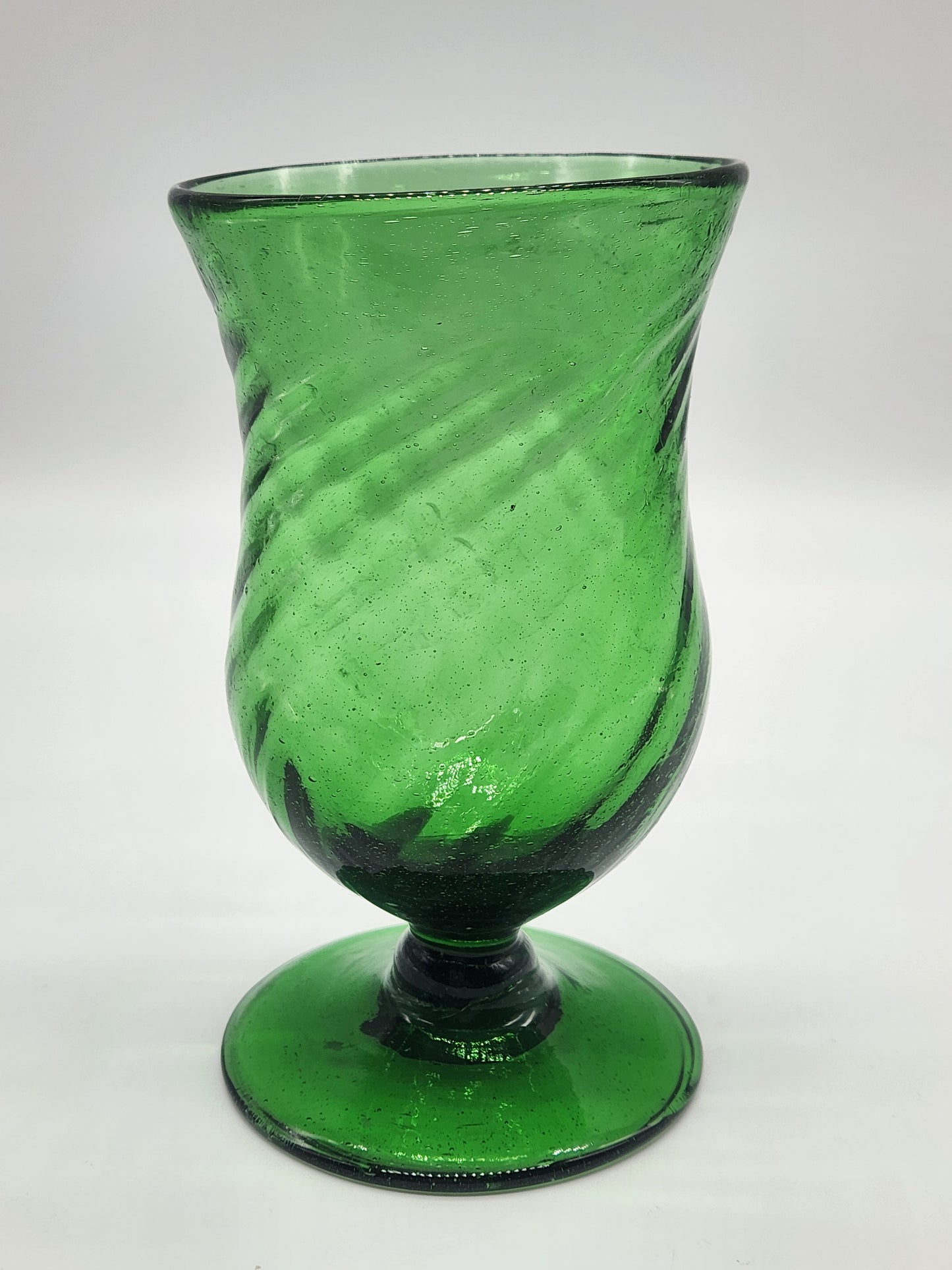 Green Swirl Blown Glass Goblet Drinking Glass