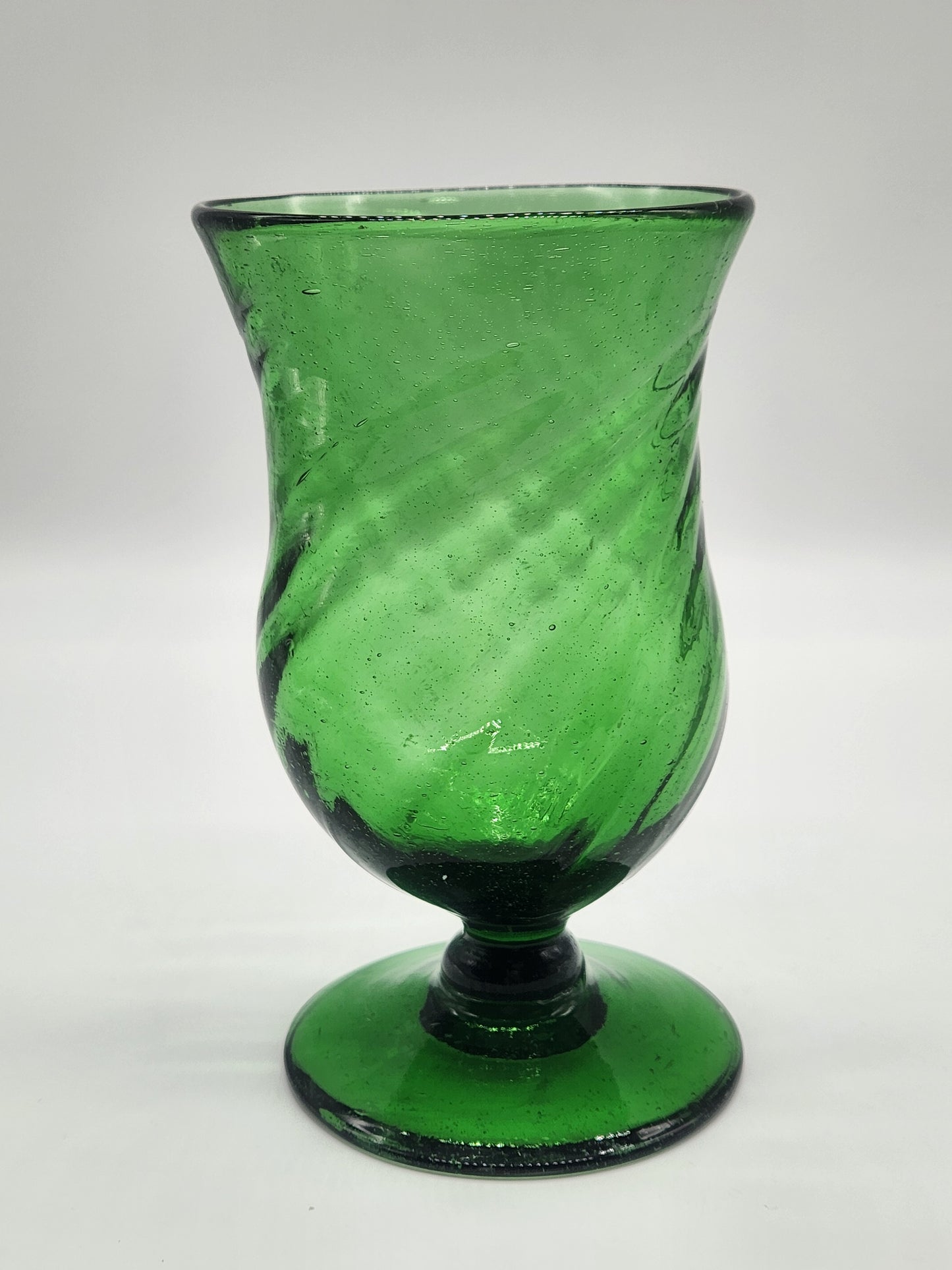 Green Swirl Blown Glass Goblet Drinking Glass