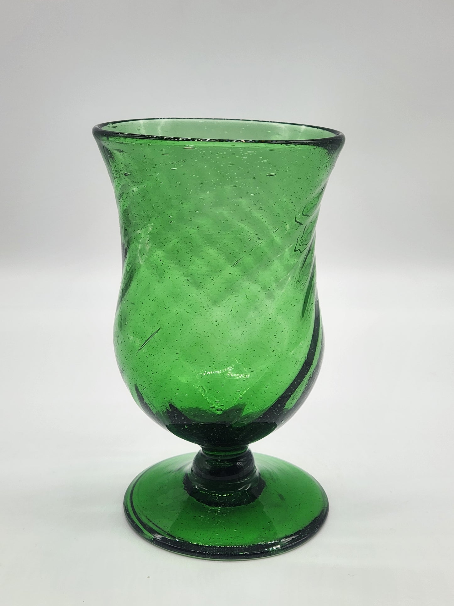 Green Swirl Blown Glass Goblet Drinking Glass