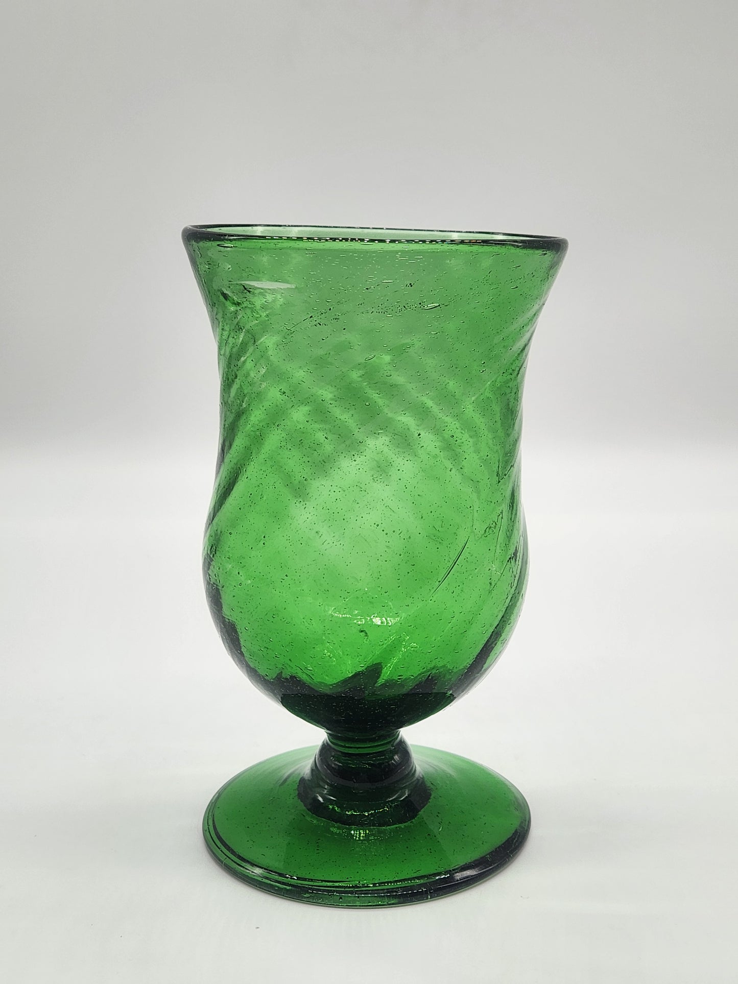 Green Swirl Blown Glass Goblet Drinking Glass