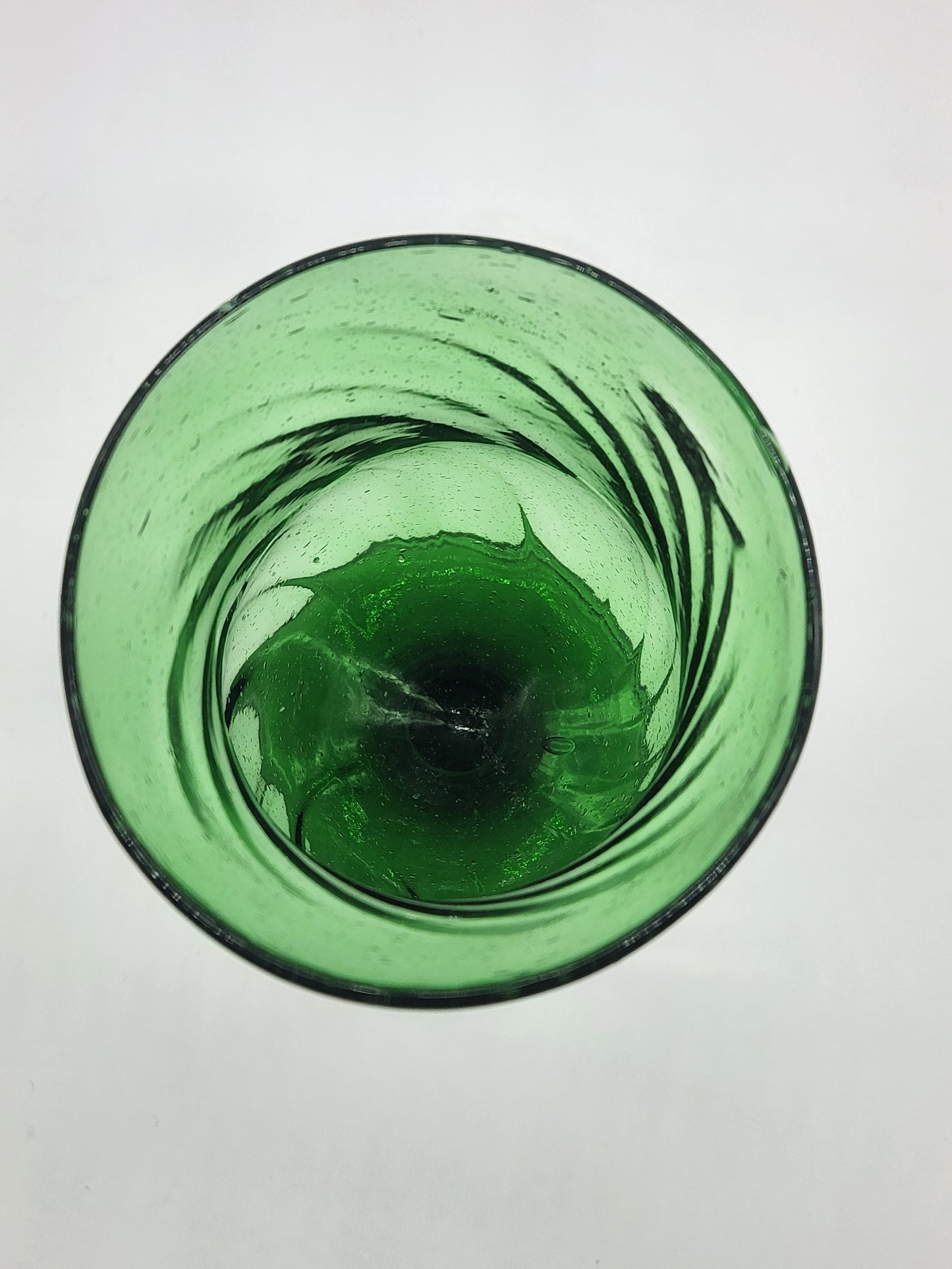 Green Swirl Blown Glass Goblet Drinking Glass