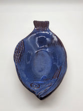 Load image into Gallery viewer, Thora Ovenware Fish Shaped Platter Bowl Dark Blue Redware Dish
