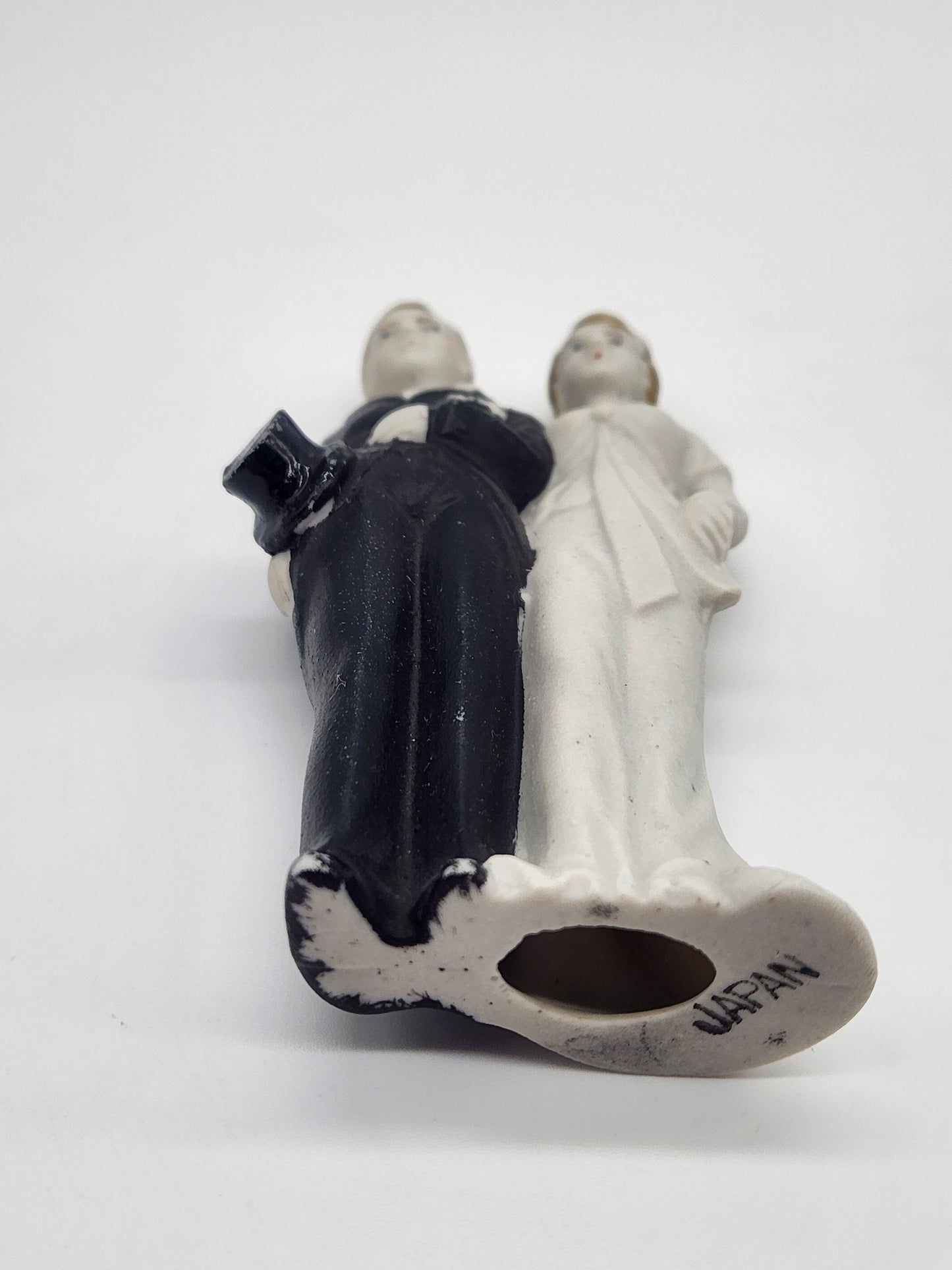 Vintage Bride Groom Wedding Cake Topper Bisque Porcelain Japan 1940s