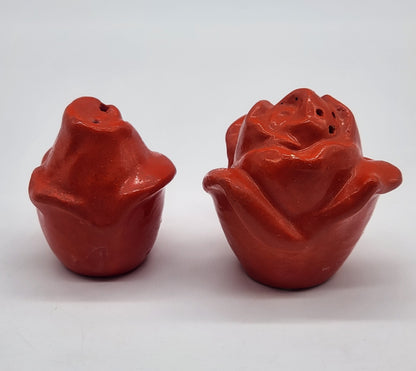 Red Rose Salt & Pepper Shakers Made in Japan Corks Inside