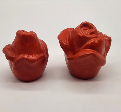 Red Rose Salt & Pepper Shakers Made in Japan Corks Inside