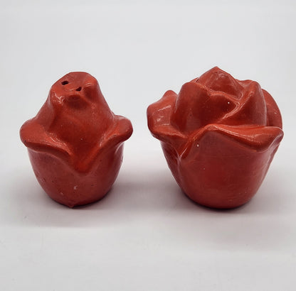 Red Rose Salt & Pepper Shakers Made in Japan Corks Inside