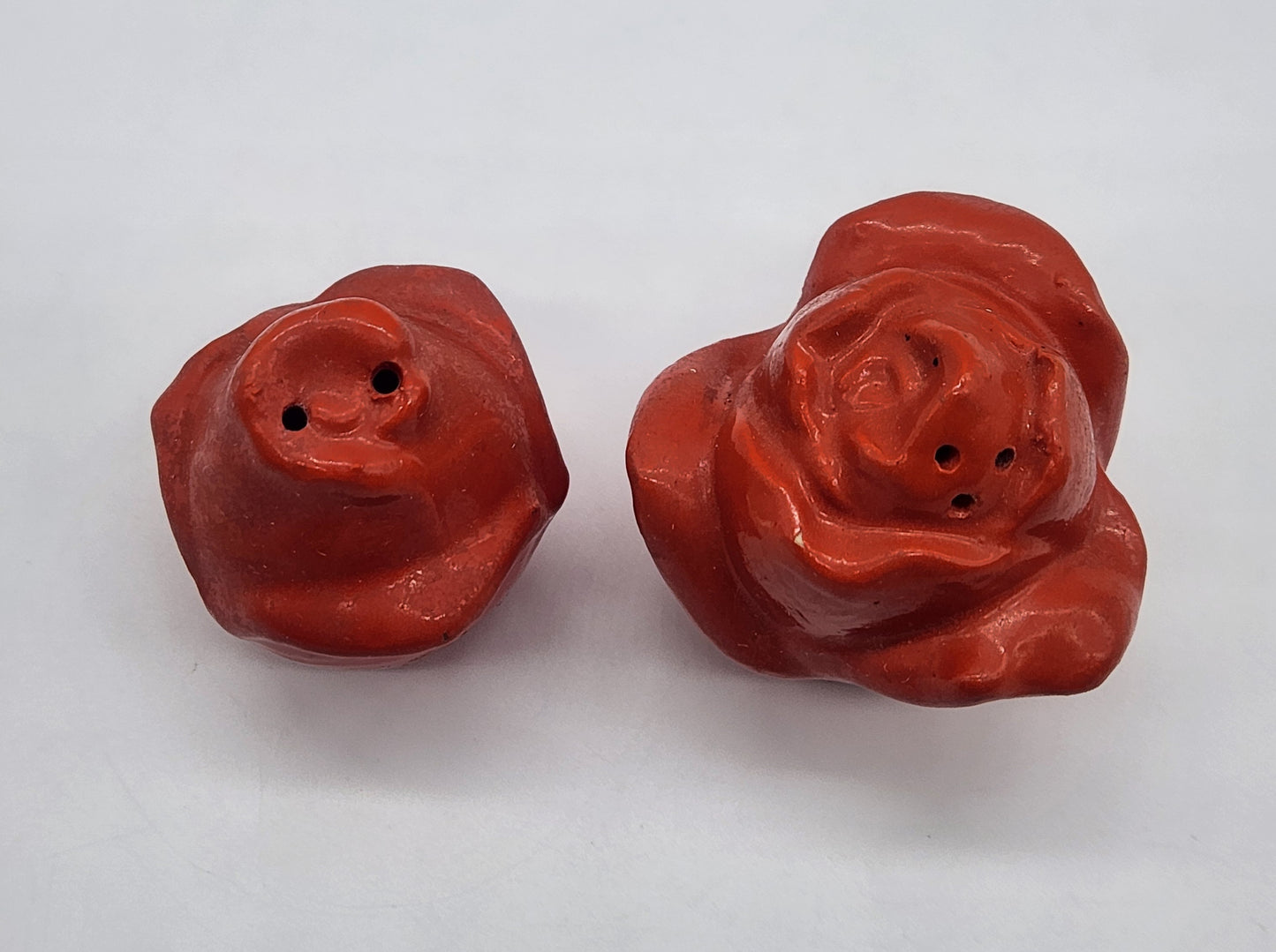 Red Rose Salt & Pepper Shakers Made in Japan Corks Inside