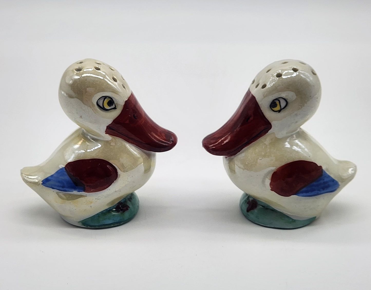 Vintage Lusterware Ceramic Pelican Salt Pepper Shaker Set Germany