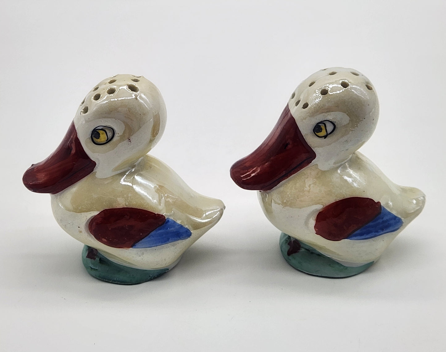 Vintage Lusterware Ceramic Pelican Salt Pepper Shaker Set Germany