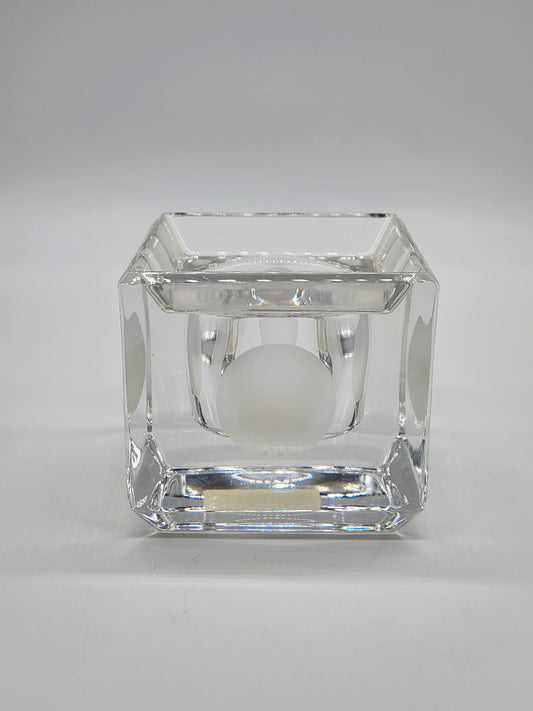 Vera Wang Wedgwood Lead Crystal Votive Candle Holder 2.75” Square w/ Dots