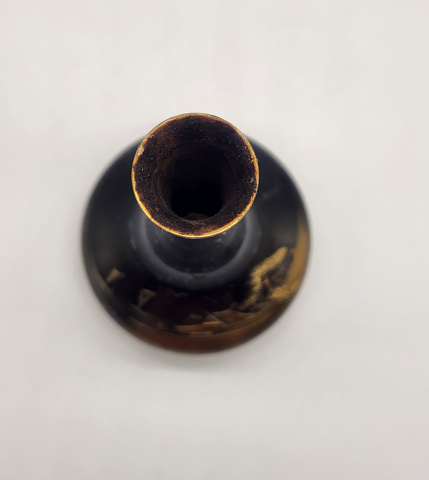 Miniature etched brass vase japan