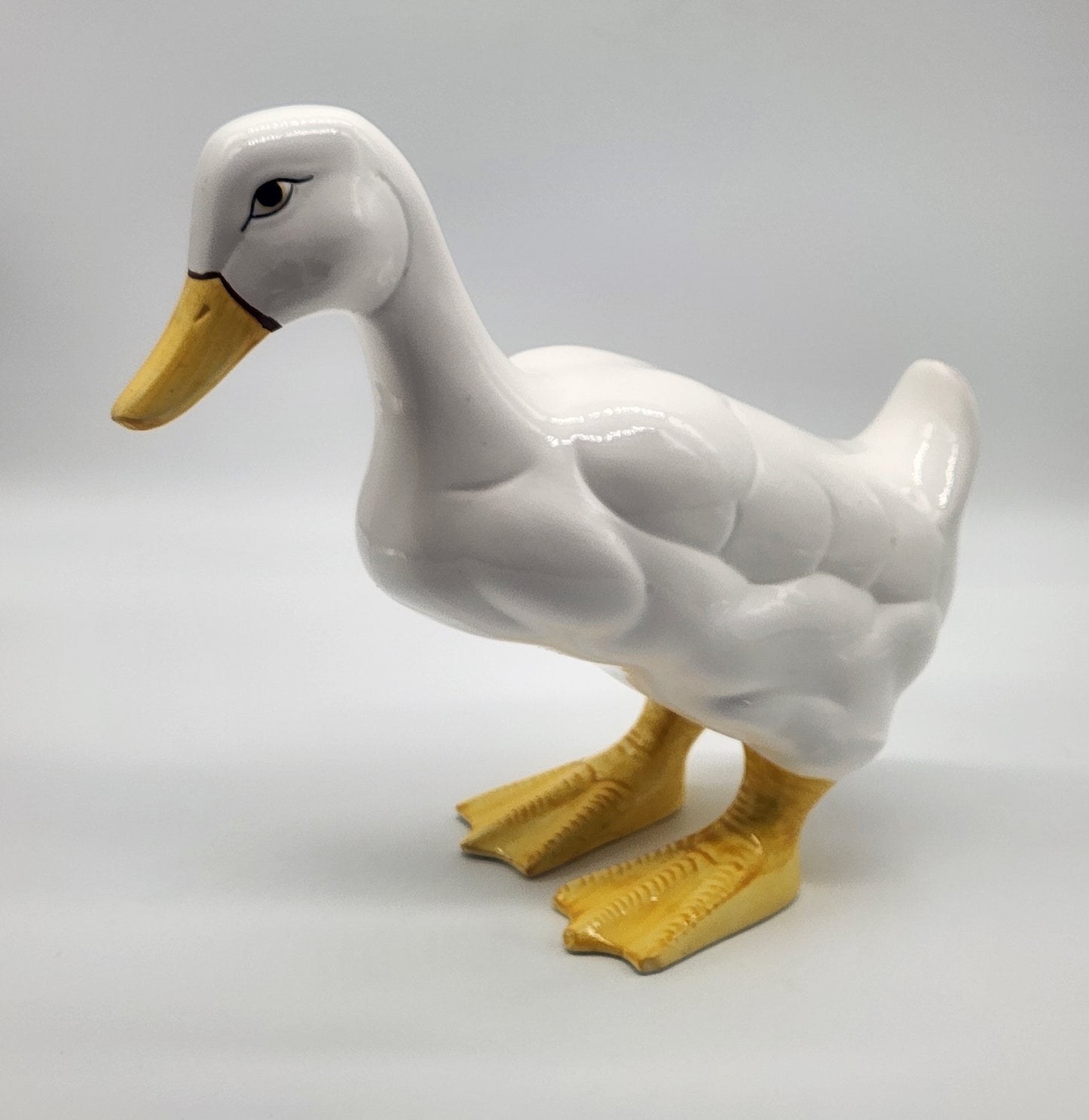 White Ceramic Duck Goose Figurine Statue Artistic Gifts AG Taiwan Signed