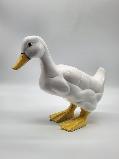 White Ceramic Duck Goose Figurine Statue Artistic Gifts AG Taiwan Signed