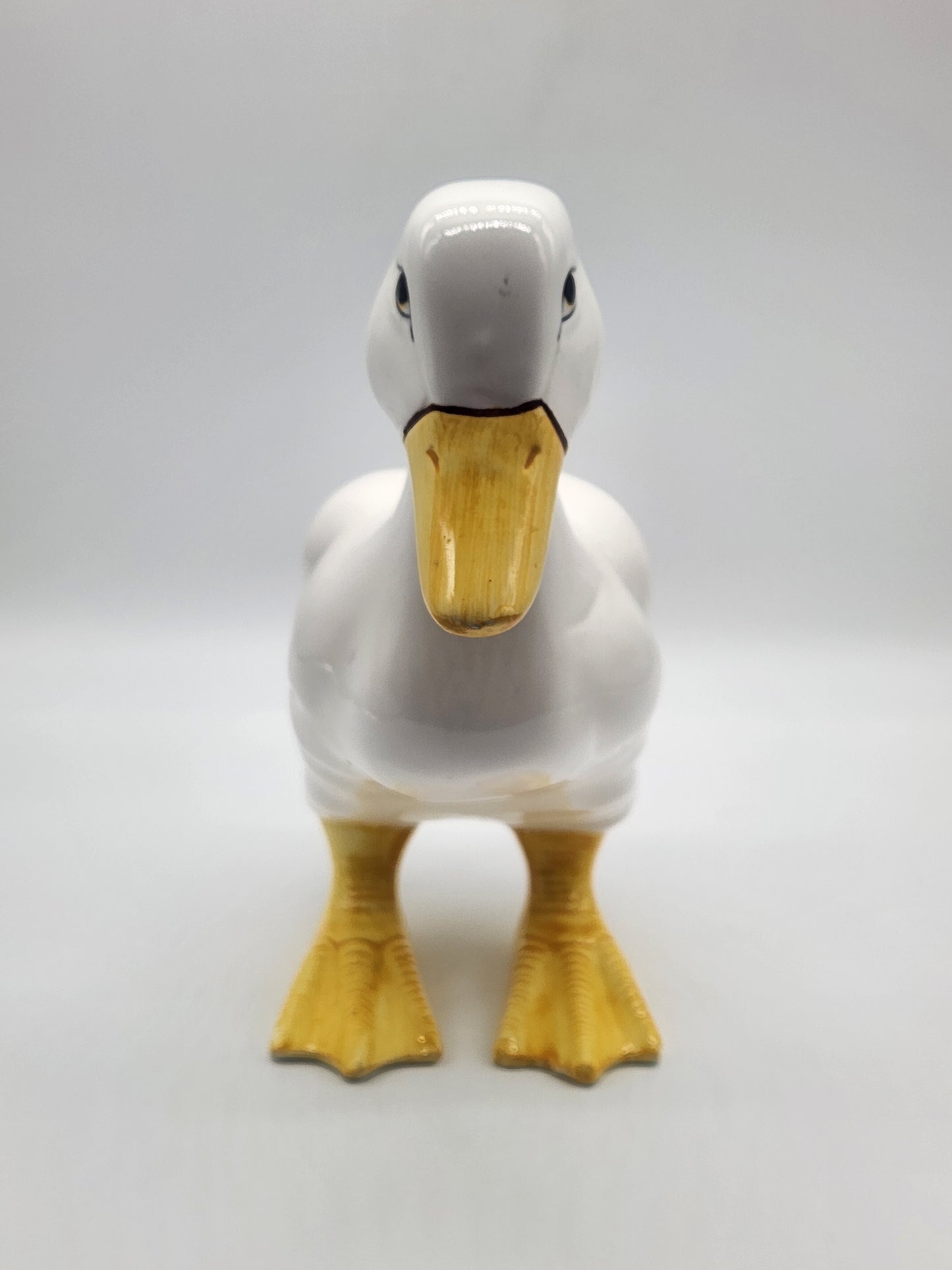 White Ceramic Duck Goose Figurine Statue Artistic Gifts AG Taiwan Signed