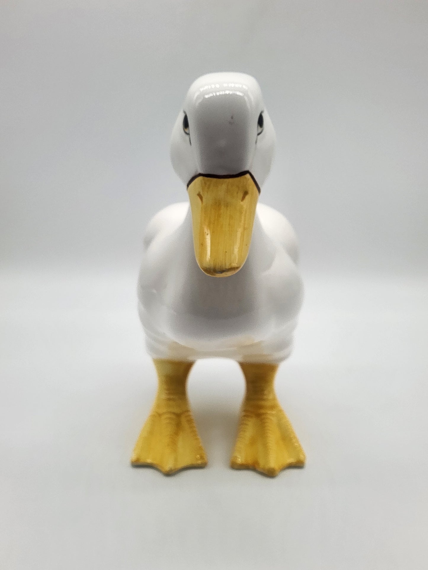 White Ceramic Duck Goose Figurine Statue Artistic Gifts AG Taiwan Signed