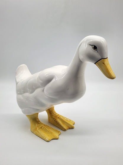 White Ceramic Duck Goose Figurine Statue Artistic Gifts AG Taiwan Signed