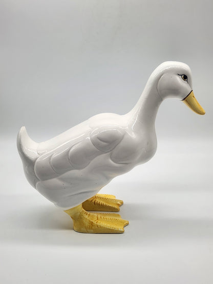 White Ceramic Duck Goose Figurine Statue Artistic Gifts AG Taiwan Signed