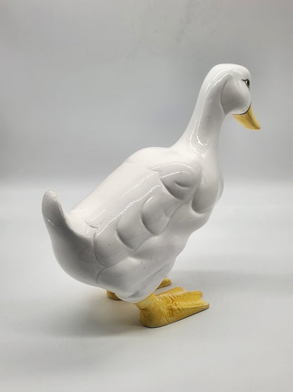 White Ceramic Duck Goose Figurine Statue Artistic Gifts AG Taiwan Signed